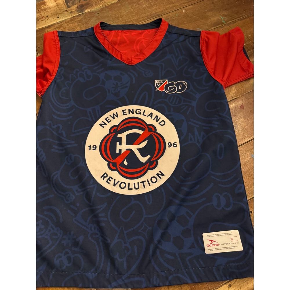 Score New England Revolution MLS GO Reversible Soccer Jersey Kids Youth Large YL